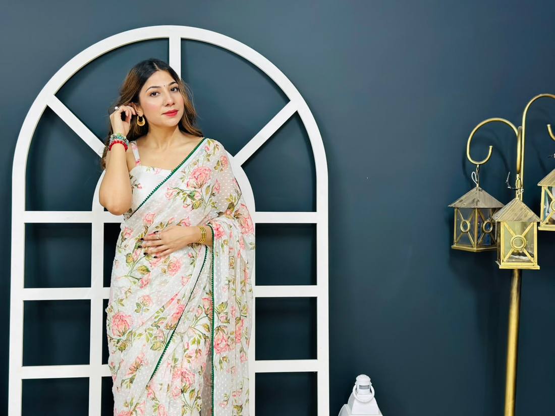 Neha in floral saree
